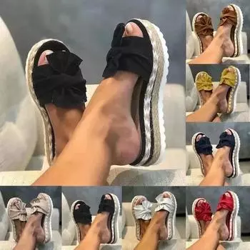 Women Slippers 2024 New Summer Wedges Shoes for Women Fashion Platform Sandals Designer Slippers Slides Women Zapatos De Mujer 35 бежевый