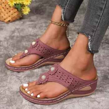 Women Slippers Cross Connection Style Casual Sandals Non-slip Soft Wedge Outdoor Beach Slides Shoes Ladies Size 43 Dropshipping 36 темно-коричневого