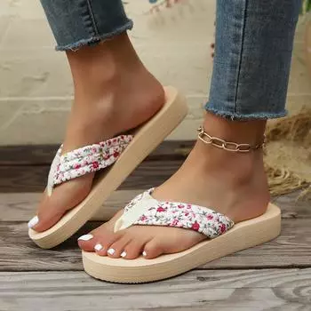 Women Slippers Fashion Flip Flops Beach Platform Sandals Women Casual Wedges Shoes Slip on Comfortable Slippers Slides Women 36