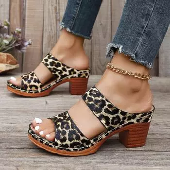 Women Slippers New Retro Solid Color Thick-soled Sandals Fashion Open-Toe Designer Slippers Beach Slides Women Zapatos De Mujer 36