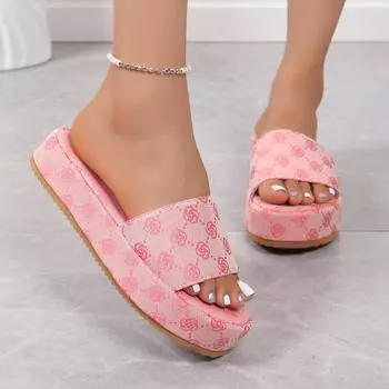 Women Slippers Summer New Lightweight Fashion Sandals Comfortable Platform Shallow Slippers Casual Outdoor Beach Slides Women 36 серый