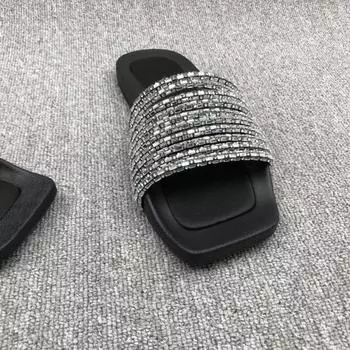 Женские тапочки Лето Наружная Новые женские туфли с открытым носком Плоская подошва Водные ромбовидные полоски Ношение Минималистичные тапочки Женские 35 чёрный