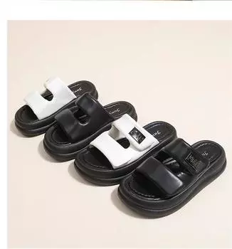 Women Slippers Summer Thick Soled Letter Slippers Korean Style Soft Soled Beach Slippers Summer Coat for Women 35 белый