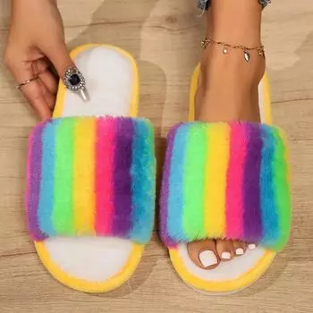 Women Slippers Warm Winter Fashion Fluffy Slippers For Women Soft Sole Women s Home Slippers Slient House Shoes Footwear Female 36-37 жёлтый
