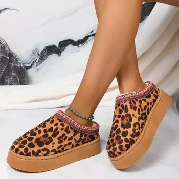 Women Slippers Winter New Warm Thick Soles Snow Boots Women Without Heel-covered Hair Half Slippers Cotton Shoes Slides Women 36 бежевый