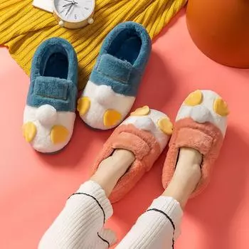 Women Slippers Winter Warm Flock Slip-On Lady Home Cotton Shoes Female Comfortable Indoor Bedroom Flat Slipper Women s Footwearu 36 синий