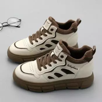 Women Sneakers 2024 Autumn New Versatile Thick Sole Sports Casual Board Shoes Luxury Designer Shoes for Women Med (3cm-5cm) 35 темно-коричневого