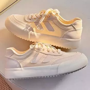 Женские кроссовки 2024 года, новые осенние дизайнерские туфли на толстой подошве для женщин, простые модные кроссовки класса люкс со шнуровкой для женщин, Zapatos De Mujer 36 бежевый