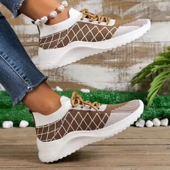 Women Sneakers 2024 Spring Autumn Lightweight Fashion Casual Shallow Designer Shoes Loafers Shoes Sneakers Solid Color Plus Size 36 кофейный