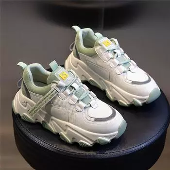 Women Sneakers Autumn Leather Light White Sneaker Female Platform Vulcanized Shoes Spring Casual Breathable Sports Shoefy77 35 чёрный