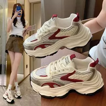 Женские кроссовки Cross Lace Up Fashion Толстые туфли на платформе Удобная женская повседневная обувь Плоские туфли Tenis Feminino Кроссовки D444 35