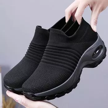Women Sneakers Fashion Breathable Walking Mesh Platform Shoes Sneakers for Women Gym Vulcanized Shoes Black Female Footwear 36