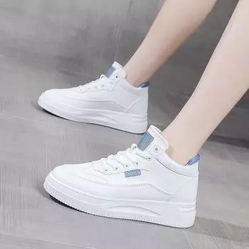 Women Sneakers Fashion Breathble Vulcanized Shoes Women Pu leather Platform Shoes Women Lace up Casual Shoes Whitehj9 35 синий