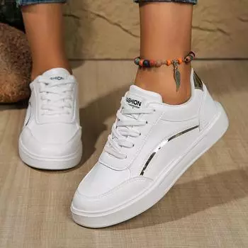 Женские кроссовки, новые модные, на плоской подошве, износостойкие, нескользящие, на шнуровке, женские, повседневные, удобные, дизайнерские туфли для женщин 36 белый