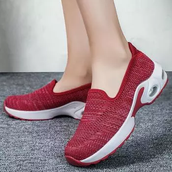Women Sneakers Slip-On Spring Summer Cushioning Sports Shoes for Female Wine Red Comfortable Women s Loafers Flatsdi43 35 чёрный