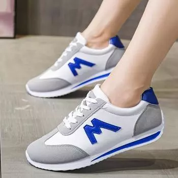 Women Sneakers Spring 2024 New Fashion Casual Walking Shoes for Women Flat Lace Up High Quality Sneakers Women Zapatos De Mujer 35 синий