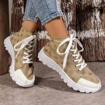 Women Sneakers Spring and Autumn High Top Canvas Shoes for Women Thick Sole Outdoor Anti-slip Sneakers Women Zapatos De Mujer 36 чёрный