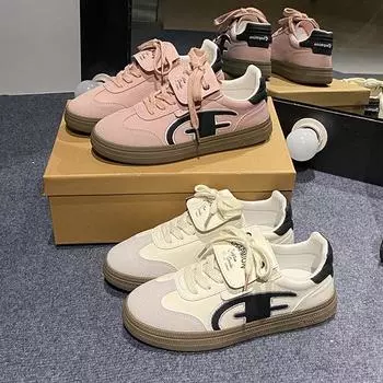 Women Sneakers Spring Autumn New Fashion Vulcanize Shoe Outdoor Casual Sports Running Shoes Girls Luxury Brand Lace-up Flats 35 розовый