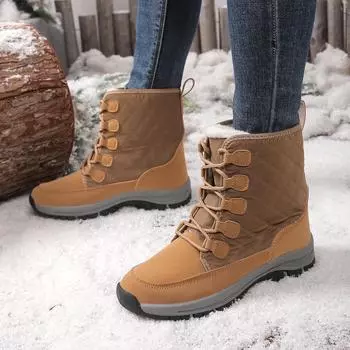 Women Snow Boots Winter Ankle Boots with Fur Large Size Mother White High Top Warm Waterproof Outdoor Hiking Boots 36-43 EU: 36 серый