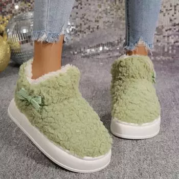 Women Snow Boots Winter Fashion Furry Fashion Warm Thickened Fluff Ankle Boots Women Casual Comfortable Soft Cotton Shoes Women 36-37 бежевый