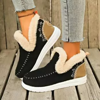 Women Snow Boots Winter Fashion Warm Shoes for Women Slip on Comfort Ankle Boots Women Outdoor Soft Casual Boots Botas De Mujer 36 бежевый