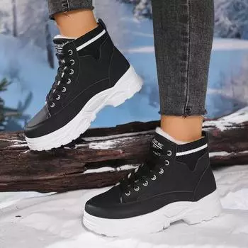 Women Snow Boots Winter Fashion Waterproof Height Increased Boots Women Warm High Top Cotton Shoes Platform Sports Ankle Boots 36