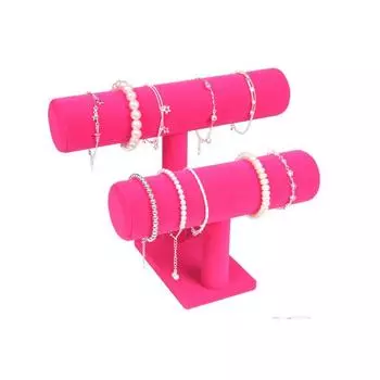 Women Solid Color Bracelet Holder 2-Tier Jewelry Stand Hair Band Rack Necklace Display Organizer чёрный