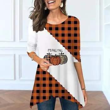 Women Spring O Neck Stripe Print Tops Fashion Long-sleeved Irregular Hem T-shirt Tops XS белый