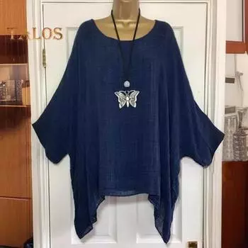 Женская весенне-летняя футболка с круглым вырезом и половиной рукава, однотонная свободная посадка, пуловер с нерегулярным подолом, топы L красный