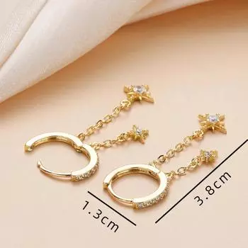 Женские серьги-подвески в форме звезды с кубическим цирконием, позолоченные серьги-кольца, модные милые ювелирные изделия для девочек, подарочные серьги-подвески золотой