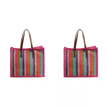 Женская полосатая тканая сумка-тоут ручной работы, дорожная сумка для отдыха на природе (Бургундия)