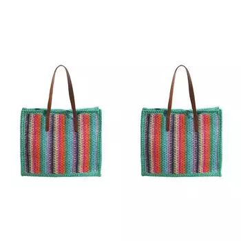 Женская полосатая тканая сумка-тоут ручной работы, дорожная сумка для отдыха на природе (зеленый)
