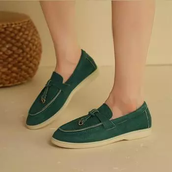 Women Suede Flats Loafers Shoes Autumn New Fashion Sport Shoes Women 2024 Trend Running Casual Shoes Cozy Walking Mujer Zapatos 36 зелёный
