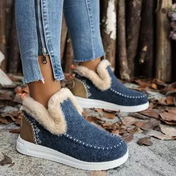 Женские замшевые меховые ботильоны на плоской подошве, теплые короткие плюшевые туфли, новые модные зимние ботинки «Челси», спортивная повседневная обувь, зимние ботинки 36