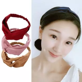 Женские замшевые сплошные повязки на голову с узлом-тюрбаном, эластичные повязки для волос, аксессуары для повязки на голову красный