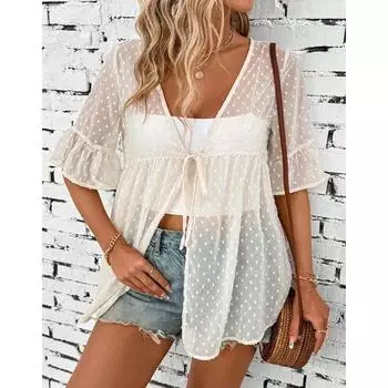 Women Summer Chiffon Boho Beach Bikini Cover Cardigan Top Sunscreen Shirt Blouse XXL