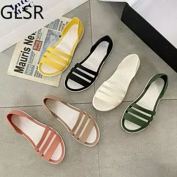 Women Summer Flat Sandals Open-Toed Slides Slippers Candy Color Casual Beach Outdoot Female Ladies Jelly Shoes Women Sandals 35 белый