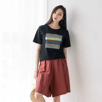 Women Summer Mid-rise Elastic Waistband Thin Shorts Solid Wide Leg Pockets Shorts Casual Travel Beach Short 3XL кирпич красный