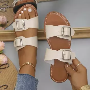 Women Summer New Casual Buckle Women Sandals Luxury Designer Comfort Flats Beach Shoes for Women Flip Flops Zapatos De Mujer 35 чёрный