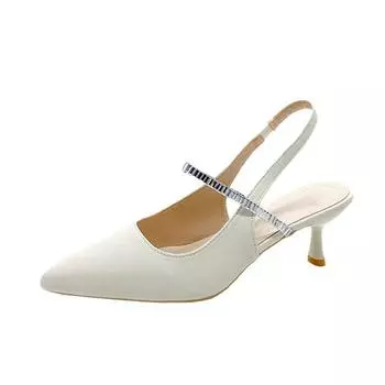 Women Summer Shoes 2024New Fashion Pointed Toe Stiletto Medium Heel High Heels Women Back Empty Toe Sandals Green Women s Shoes 35