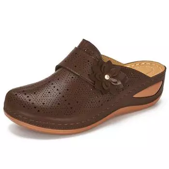 Женские летние тапочки без шнуровки с вырезами, женская обувь из искусственной кожи с цветочным принтом, женские модные повседневные женские тапочки на платформе, новые 35