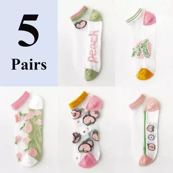 Women Summer Ultra Thin Transparent Summer Ice Glass Filament Long Tube Korean Lace Medium Tube Crystal Socks Silk Socks One Size