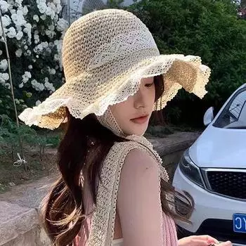 Women Sun Hat Wide Large Brim Beach Hats Summer Straw Hat Foldable Sun Hat Women S Hat Holiday Beach Uv Protection Cap хаки