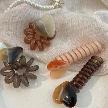 Women Sweet Elastic Spiral Heart Hair Ties Plastic Rubber Ponytail Hair Braiding Artifact
