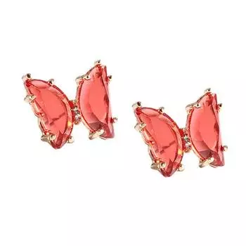 Women Sweet Shining Butterfly Elegant Hand-woven Stud Earrings ADM красный