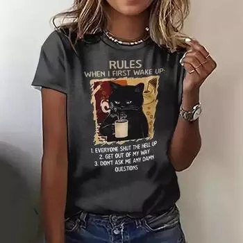 Женская футболка с 3D-принтом, футболки, винтажные женские футболки с изображением кошек, рисунок животных S