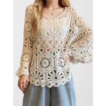 Women T-Shirt Bat Sleeve Basic Fashion Tops Lace Tees Casual Loose White Tees One Size белый