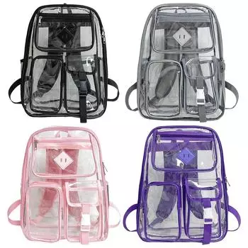Женский прозрачный рюкзак с регулируемым ремешком из ПВХ, прозрачный рюкзак большой емкости, дорожный рюкзак для отдыха на природе серый