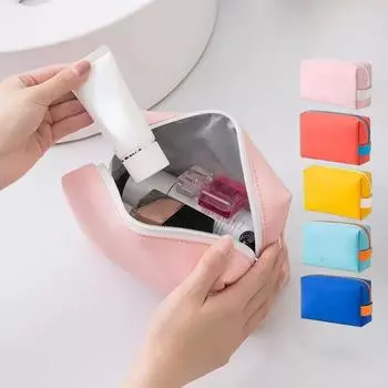 Women Travel Cosmetic Bag Waterproof Pu Cute Candy Colors Woman Makeup Bags Portable Toiletry Storage Bag Organizer Pouch