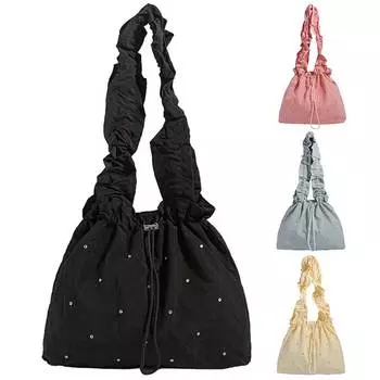 Women Trendy Commuting Bag Drawstring Strap Weekender Handbags Summer Beach Bag синий
